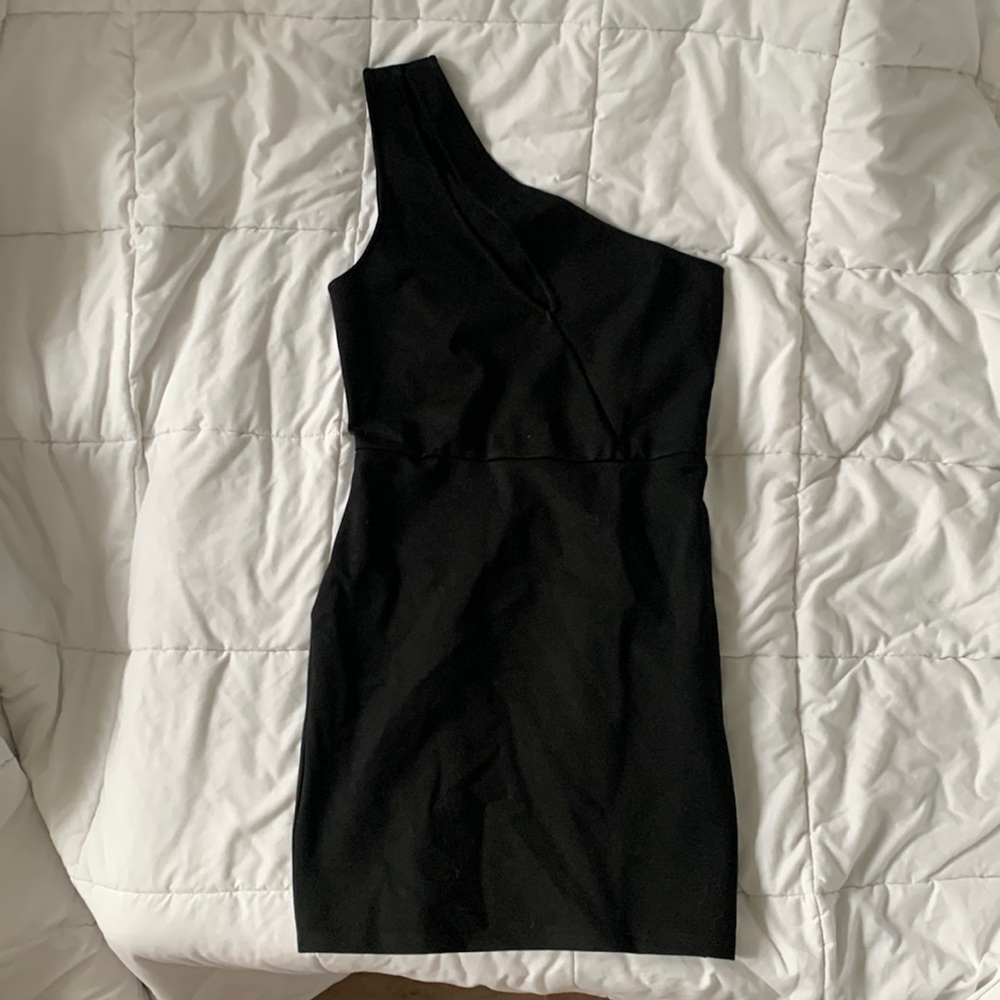 Super down Asymmetrical Little Black Dress